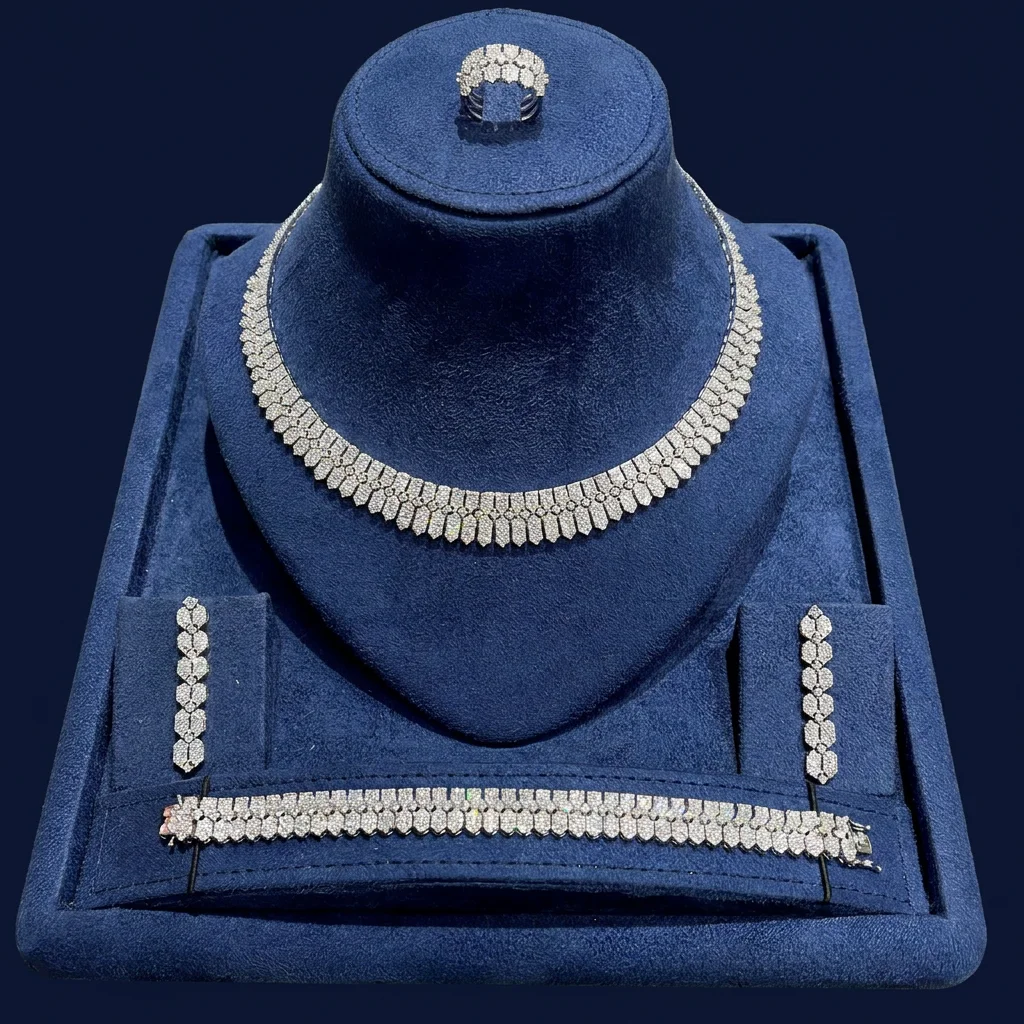 Bride Talk Luxury 4PCS Geometric Honeycomb CZ Zirconia Bridal Jewelry Set Dubai African Nigerian Wedding Banquet Accessories
Bride Talk Luxury 4PCS Geometric Honeycomb CZ Zirconia Bridal Jewelry Set Dubai African Nigerian Wedding Banquet Accessories