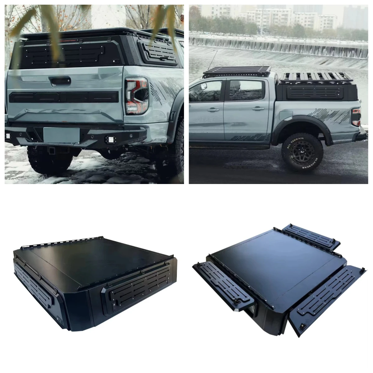 Ranger T8 Aluminum Lightweight Sport Pickup Bed Caps Canpoy Waterproof Topper Camper Shell with Cross Bars 3 Doors Open
Ranger T8 Aluminum Lightweight Sport Pickup Bed Caps Canpoy Waterproof Topper Camper Shell with Cross Bars 3 Doors Open