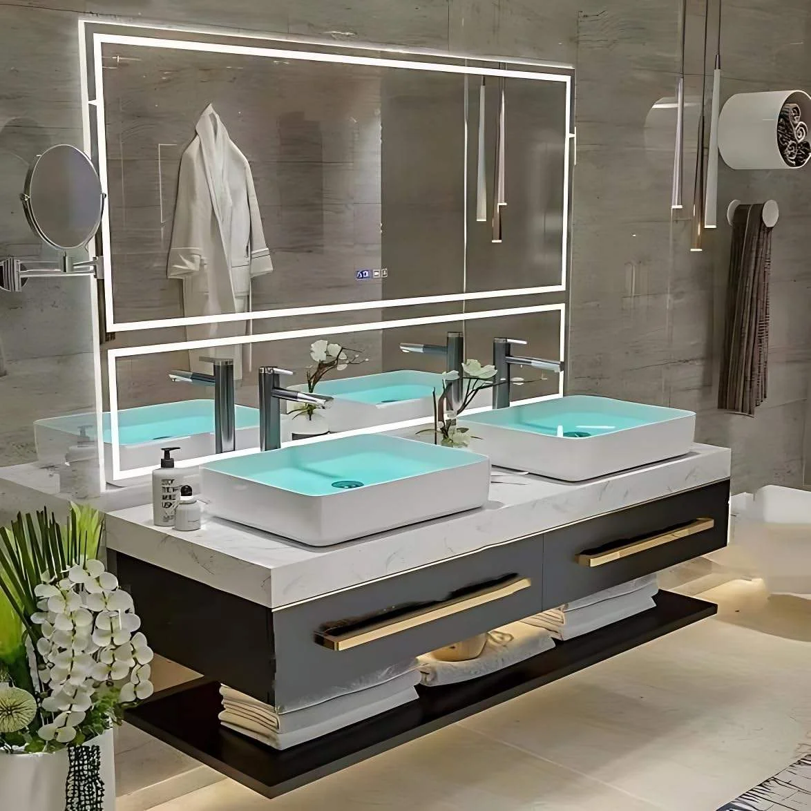 Custom Armoire De Toilette Floating Marble Top Plywood Bathroom Vanity Unit With Sink
Custom Armoire De Toilette Floating Marble Top Plywood Bathroom Vanity Unit With Sink