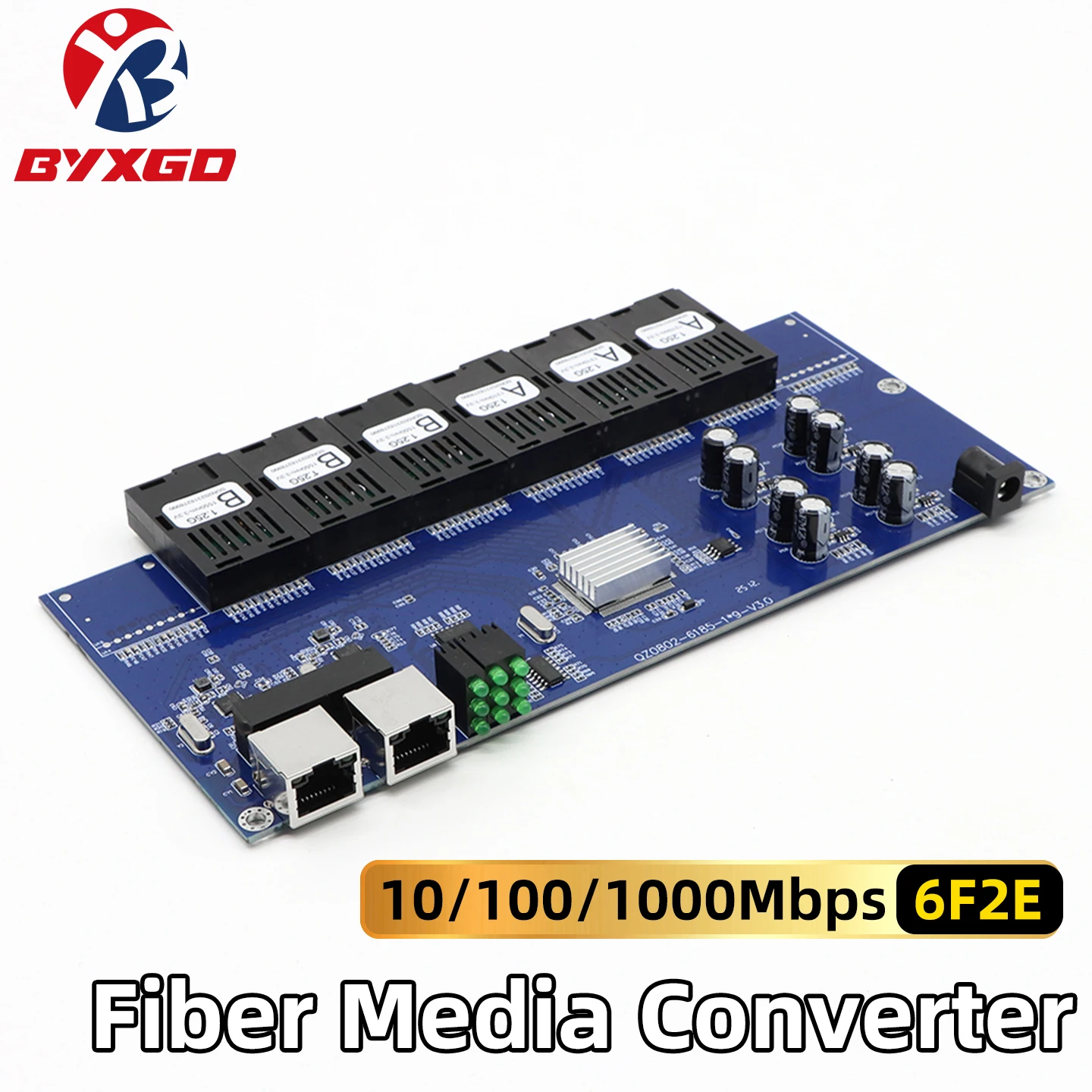 BYXGD Fiber Media Converter PCB Board 6F2E 10/100/1000Mbps 6SC to 2RJ45 Ethernet Switch for CCTV FTTH Industrial Automation
BYXGD Fiber Media Converter PCB Board 6F2E 10/100/1000Mbps 6SC to 2RJ45 Ethernet Switch for CCTV FTTH Industrial Automation