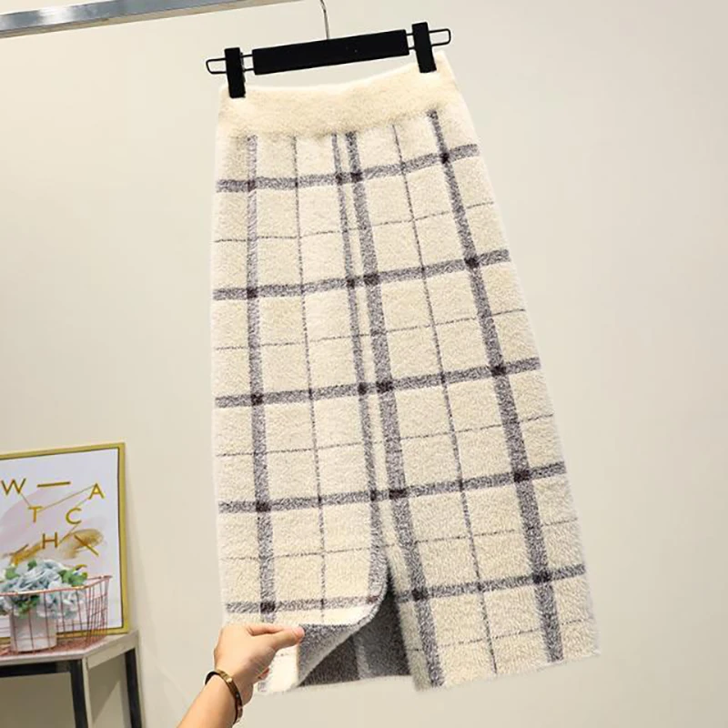 Imitation Mink Fleece High Waist Slim Knit Skirts 2023 Autumn Winter Women Warm Skirts Casual Loose Plaid Split Wrap Hip Skirts
Imitation Mink Fleece High Waist Slim Knit Skirts 2023 Autumn Winter Women Warm Skirts Casual Loose Plaid Split Wrap Hip Skirts