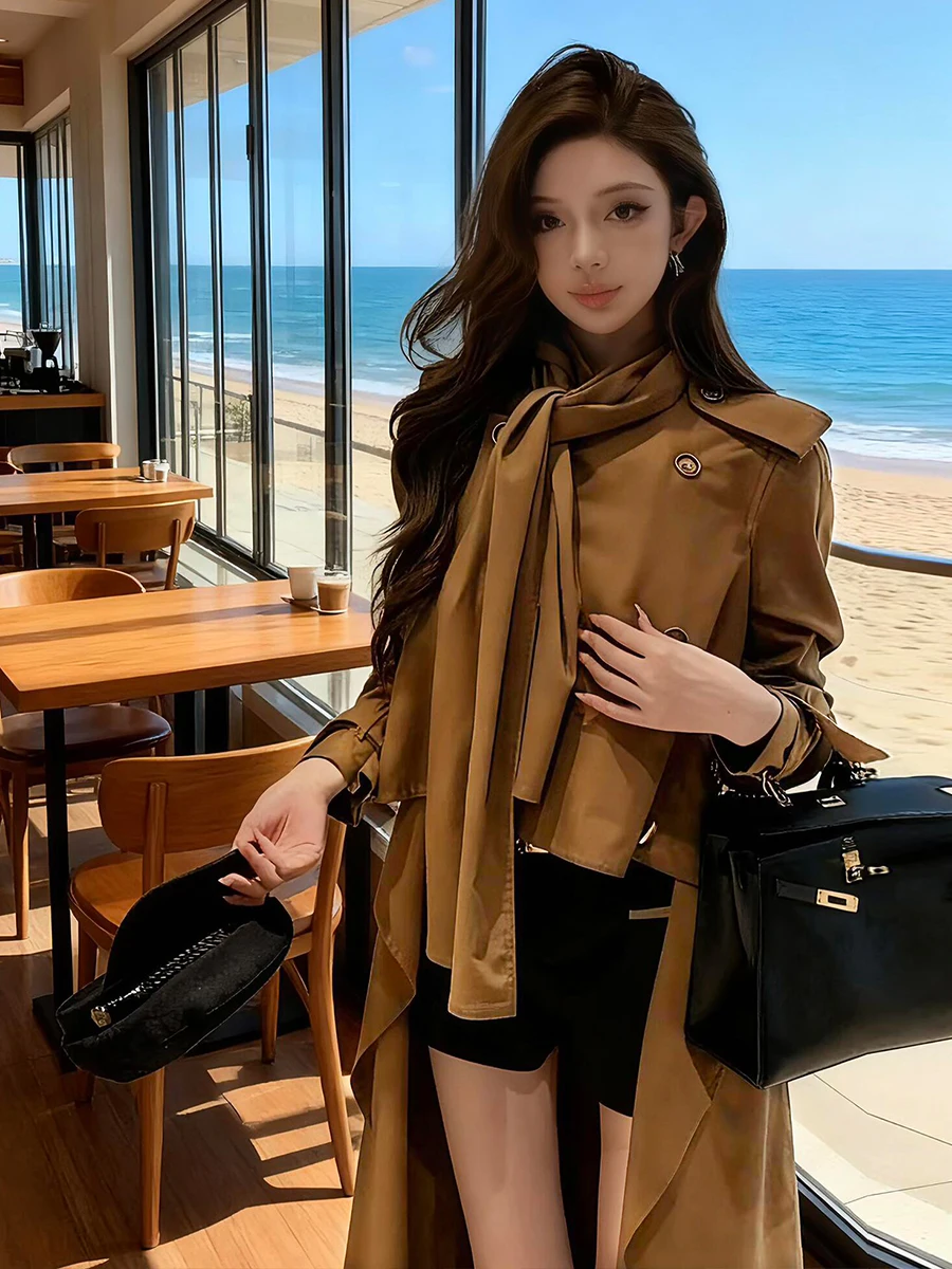 Briti Sle Khaki Women's Coat Spring New Small Irregular Design Korean Sle Long Sve Collar Medium Length Coat
Briti Sle Khaki Women's Coat Spring New Small Irregular Design Korean Sle Long Sve Collar Medium Length Coat