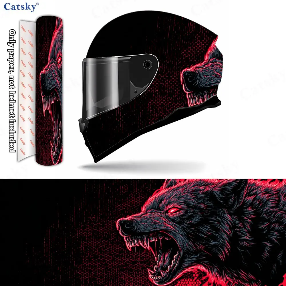 Hexagonal Matrix Black Wolf Red Pupil Print Helmet Vinyl Wraps, Waterproof Scratch-Resistant Full Face Helmet Decals, Durable PV
Hexagonal Matrix Black Wolf Red Pupil Print Helmet Vinyl Wraps, Waterproof Scratch-Resistant Full Face Helmet Decals, Durable PV