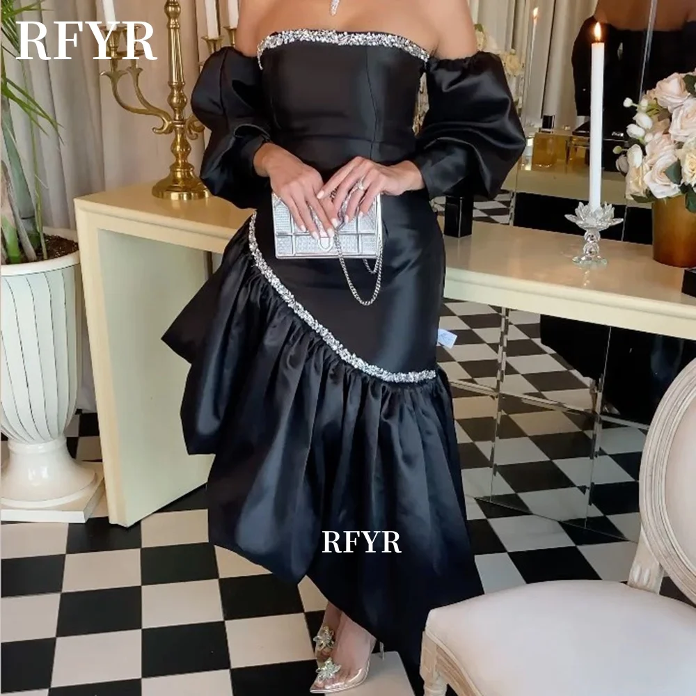 RFYR Asymmetric Prom Dress with Ruffles Black Evening Dress Beading Party Dress Celebrity Gala Dress for Arabic Women Customized
RFYR Asymmetric Prom Dress with Ruffles Black Evening Dress Beading Party Dress Celebrity Gala Dress for Arabic Women Customized