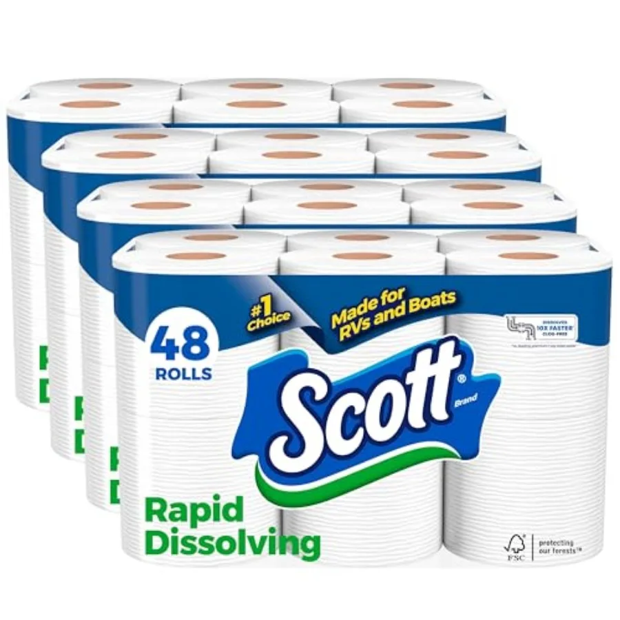 Rapid-Dissolving Toilet Paper, 48 Double Rolls, Septic-Safe, Toilet Paper
Rapid-Dissolving Toilet Paper, 48 Double Rolls, Septic-Safe, Toilet Paper
