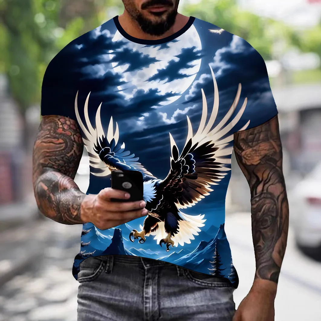 New casual t shirt men's clothing 3D digital printing eagle pattern printing loose and fashionable round neck top for men
New casual t shirt men's clothing 3D digital printing eagle pattern printing loose and fashionable round neck top for men