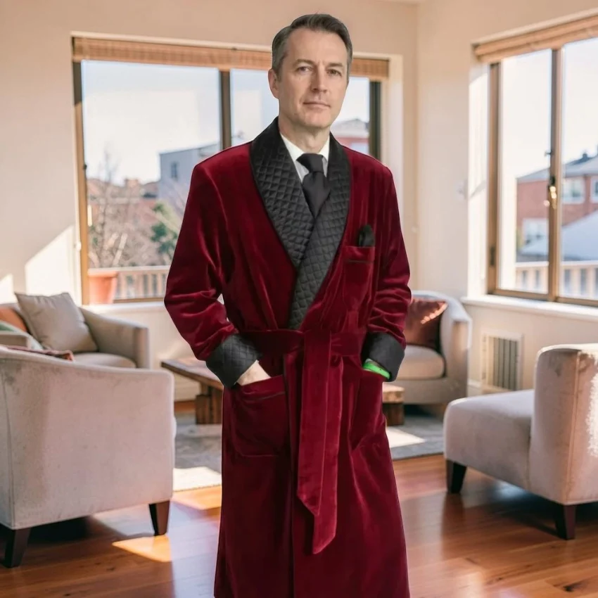 Long Velvet Smoking Jacket with Belt 1 Piece Shawl Lapel Wedding Groom Coat Men Fashion Blazer Single One Coat (S-5XL)
Long Velvet Smoking Jacket with Belt 1 Piece Shawl Lapel Wedding Groom Coat Men Fashion Blazer Single One Coat (S-5XL)