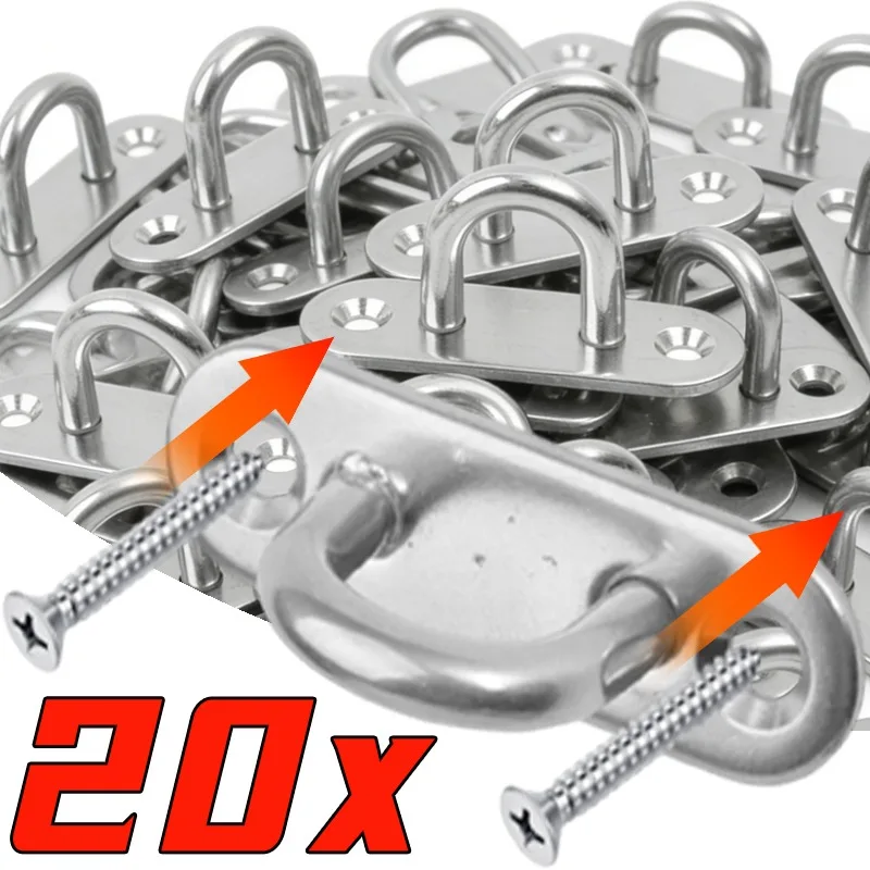 5-20pcs Stainless Steel Hook M5/M6 Eye Plate Heavy Duty Oblong Ceiling Hooks Pad Marine Hardware Hooks Home Garage U Hanger Ring
5-20pcs Stainless Steel Hook M5/M6 Eye Plate Heavy Duty Oblong Ceiling Hooks Pad Marine Hardware Hooks Home Garage U Hanger Ring