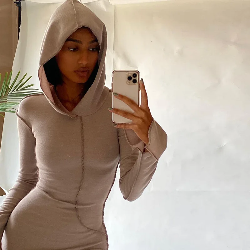 Summer New Solid Color Reverse Edge Hooded Long Sleeved Slim Fit Street Style Long Dress With Wrapped Buttocks
Summer New Solid Color Reverse Edge Hooded Long Sleeved Slim Fit Street Style Long Dress With Wrapped Buttocks