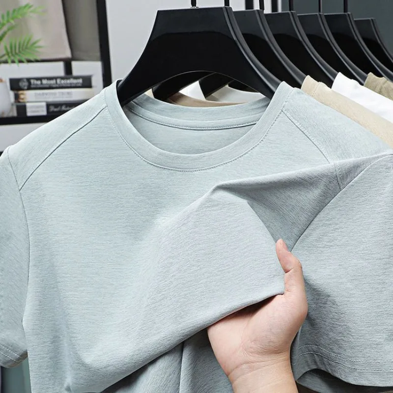 Summer Cotton Men's T-shirt Elastic O-Neck Solid Breathable Leisure Basic Tshirts Men's Anti-wrinkle Brand Top Bottom Tshirts
Summer Cotton Men's T-shirt Elastic O-Neck Solid Breathable Leisure Basic Tshirts Men's Anti-wrinkle Brand Top Bottom Tshirts