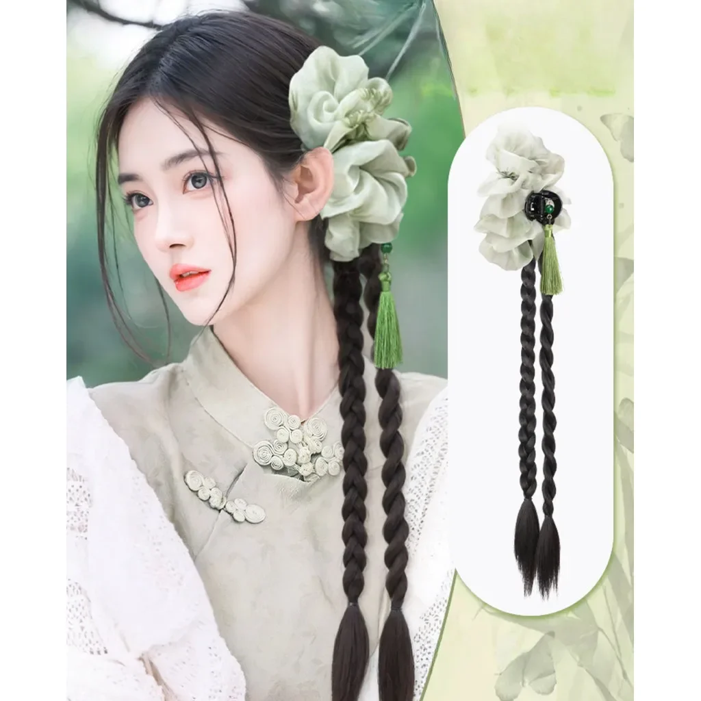 New Chinese Simulated Hair Synthetic Ponytail Twisted Braid Clip-On Long Ponytail with Watercolor Tassel Hanfu Fashion Accessory
New Chinese Simulated Hair Synthetic Ponytail Twisted Braid Clip-On Long Ponytail with Watercolor Tassel Hanfu Fashion Accessory