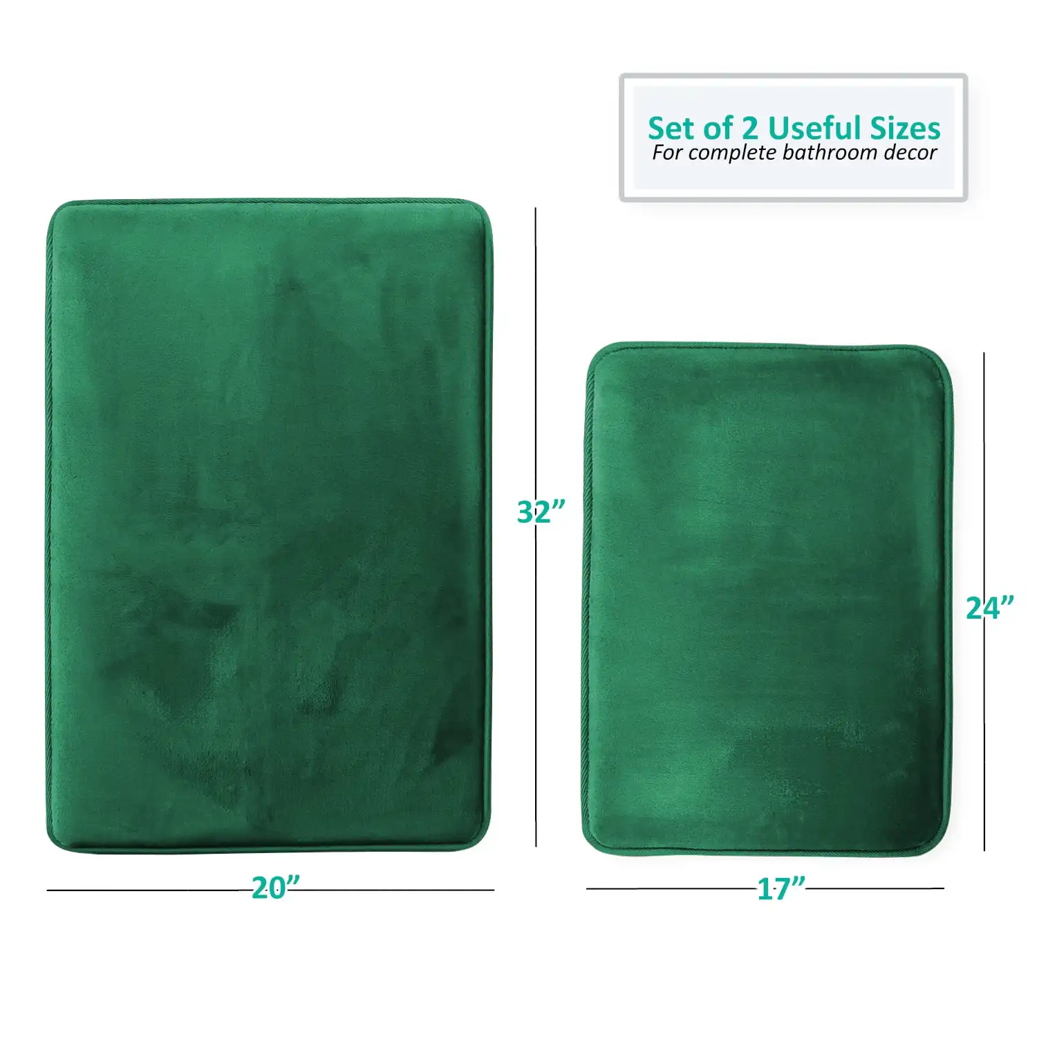 2 Piece Premium Memory Foam Bathroom Mat Set 17x24 and 20x32 inch Bath Rugs, Green
2 Piece Premium Memory Foam Bathroom Mat Set 17x24 and 20x32 inch Bath Rugs, Green