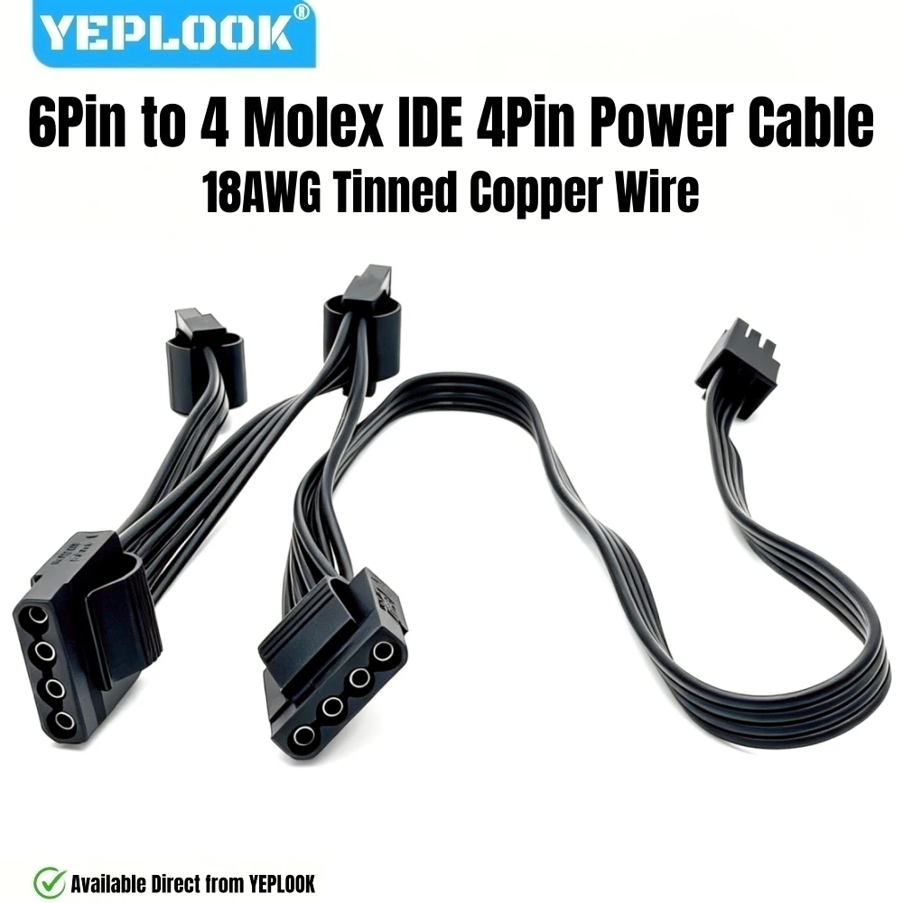YEPLOOK 6Pin to 4 Molex IDE 4Pin Peripheral PATA Power Cable for Corsair AX1600i, AX1500i, AX1200i, AX860i, AX760i Modular Power
YEPLOOK 6Pin to 4 Molex IDE 4Pin Peripheral PATA Power Cable for Corsair AX1600i, AX1500i, AX1200i, AX860i, AX760i Modular Power