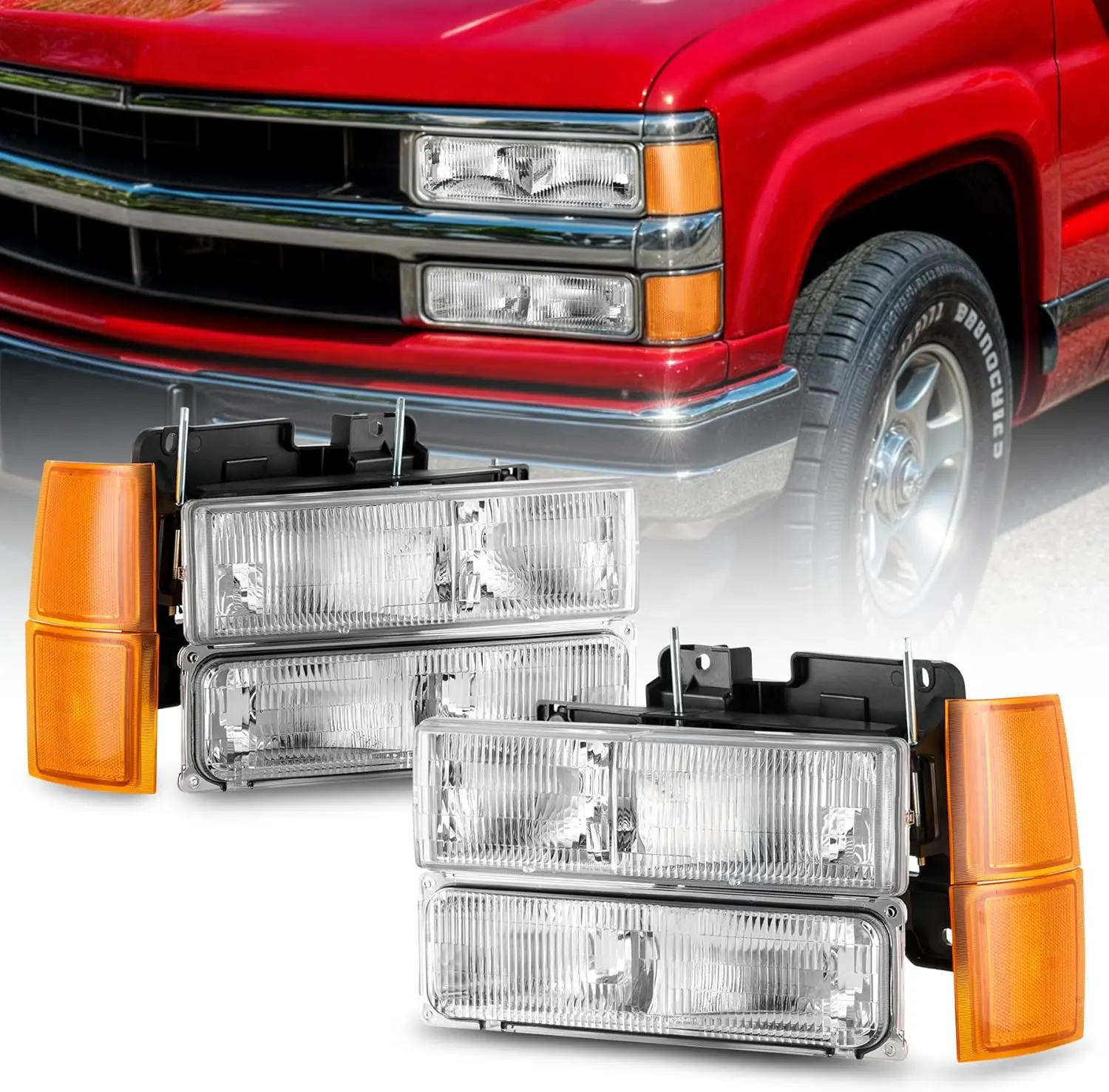 OE Style Headlight Assembly Replacement with Bumper Corner Lamp for 1994-1998 Silverado Tahoe Suburban C10 C/K 1500 2500 3500
OE Style Headlight Assembly Replacement with Bumper Corner Lamp for 1994-1998 Silverado Tahoe Suburban C10 C/K 1500 2500 3500
