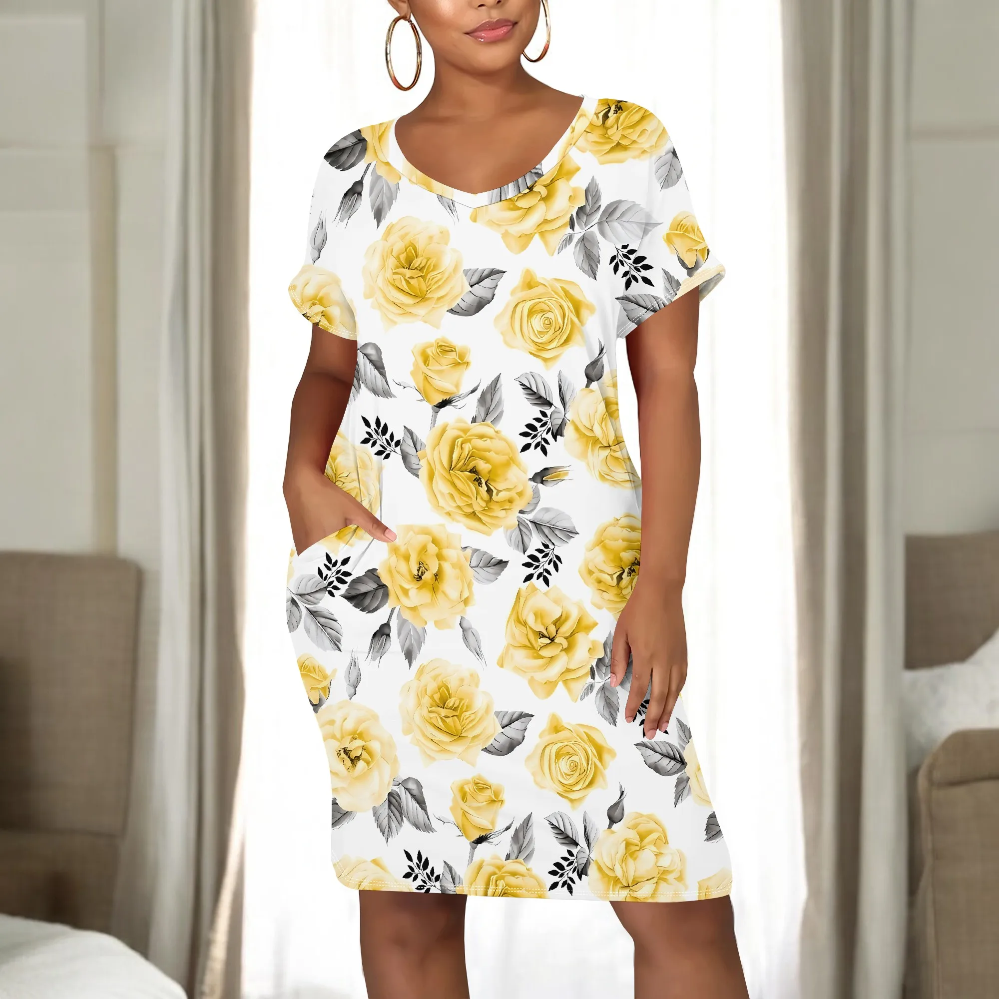 Women's Summer Fashion Printed Round Neck Maxi Dress for Women Short Sleeve Long Loose Casual Midi Dresses With Pocket
Women's Summer Fashion Printed Round Neck Maxi Dress for Women Short Sleeve Long Loose Casual Midi Dresses With Pocket