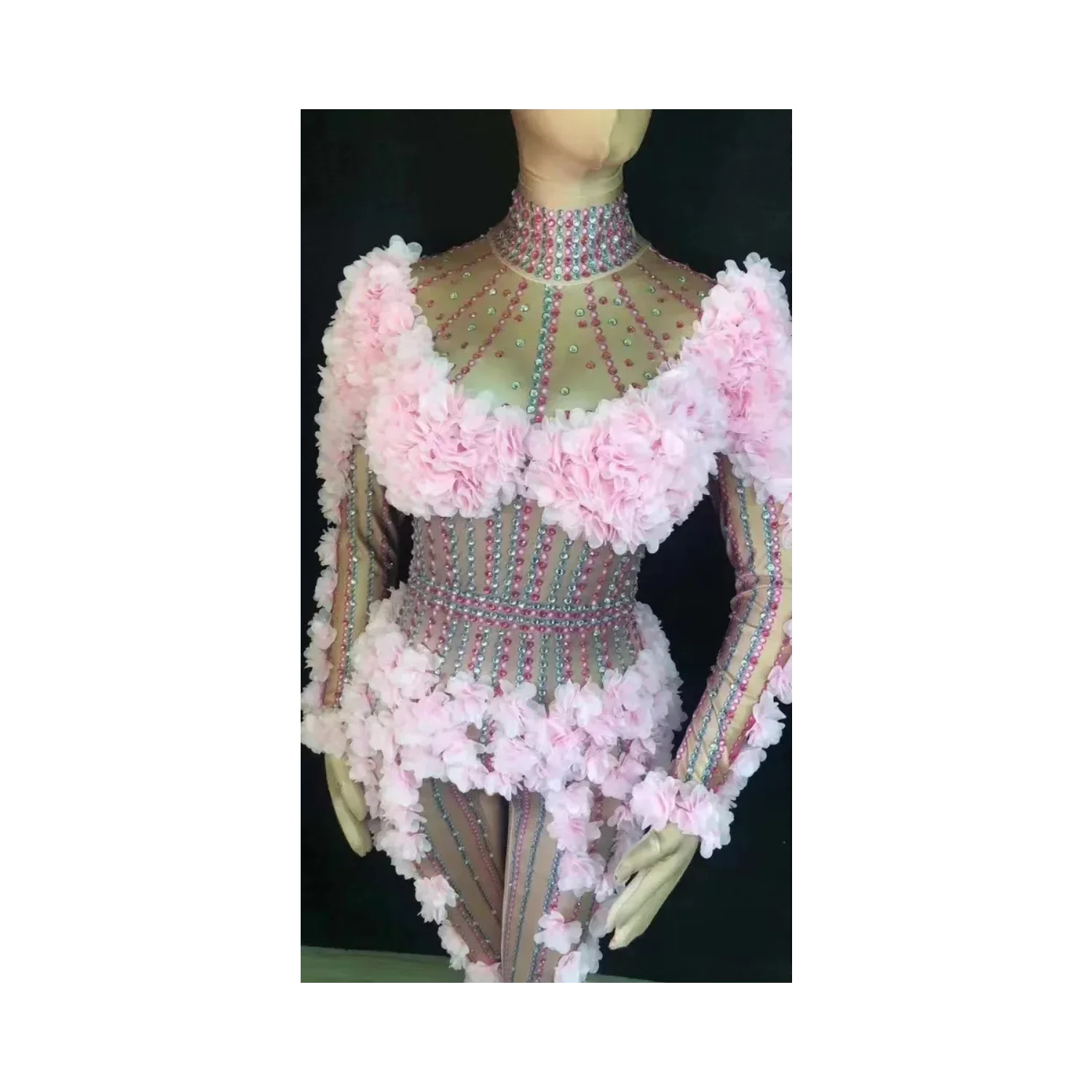 Sexy Di Pink Flower Crystals Bodysuit CostumeOne-piece Evening Jumpsuit Celebrate PartyWear Singer Stage PerformanceClothingB070
Sexy Di Pink Flower Crystals Bodysuit CostumeOne-piece Evening Jumpsuit Celebrate PartyWear Singer Stage PerformanceClothingB070