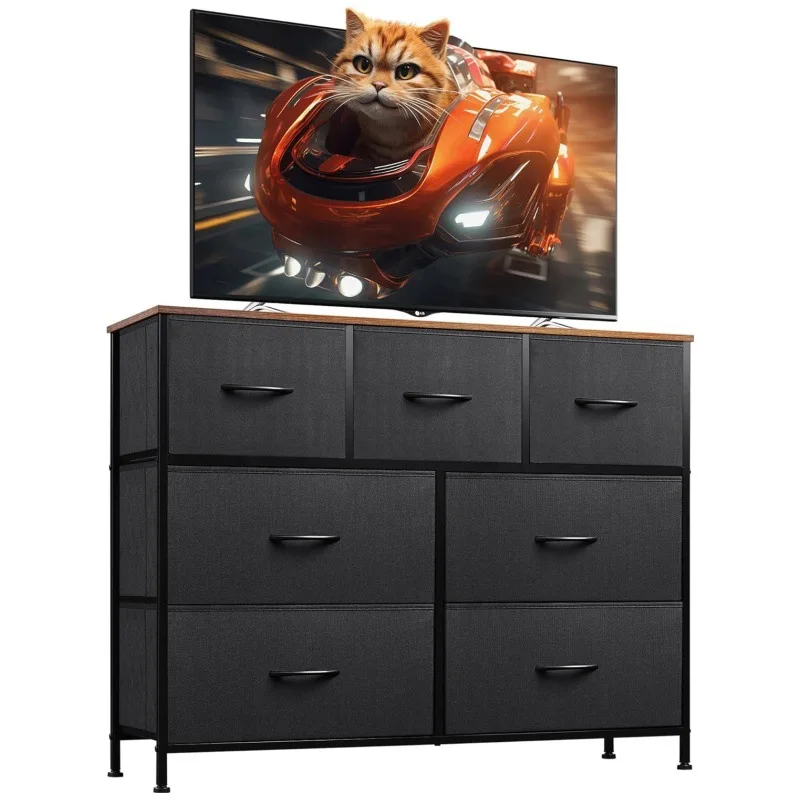 7-Drawer dresser TV cabinet with metal frame and wooden top, chest of drawers for bedroom and living room
7-Drawer dresser TV cabinet with metal frame and wooden top, chest of drawers for bedroom and living room