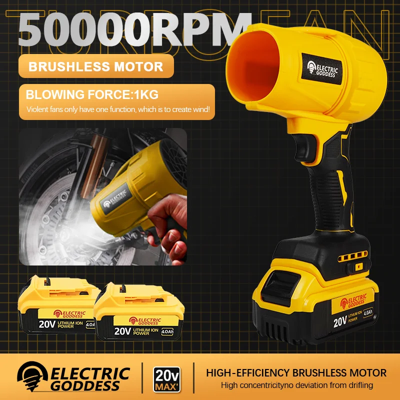 Electric Goddess 1500W Brushless Electric Turbo Blower Jet Fan 200M/S Air Blower Violent Blowing Tool For Dewalt 20V Battery
Electric Goddess 1500W Brushless Electric Turbo Blower Jet Fan 200M/S Air Blower Violent Blowing Tool For Dewalt 20V Battery