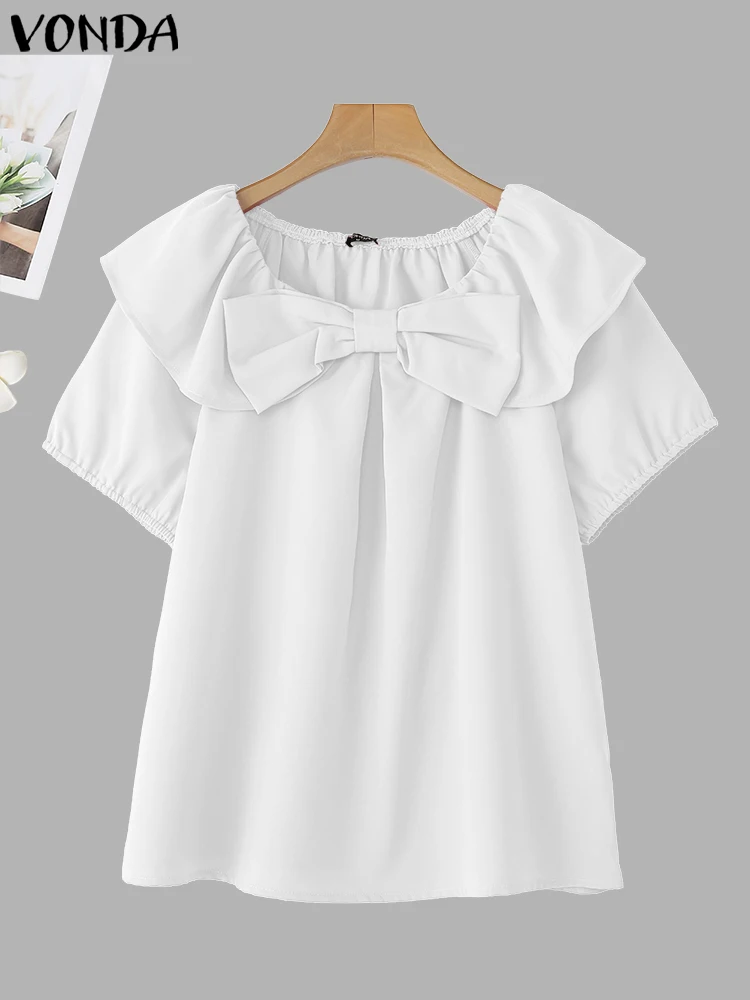 VONDA Women Bow Blouse Casual Ruffled Tops Female Puff Sleeve Shirts 2025 Summer Loose Beach Blusas Oversized Solid Color Tunic
VONDA Women Bow Blouse Casual Ruffled Tops Female Puff Sleeve Shirts 2025 Summer Loose Beach Blusas Oversized Solid Color Tunic
