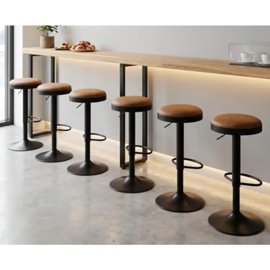 Modern Swivel Bar Stools Set of 6 Adjustable Counter Height Backless Barstools with Metal Base Leather Upholstered Round Bar St
Modern Swivel Bar Stools Set of 6 Adjustable Counter Height Backless Barstools with Metal Base Leather Upholstered Round Bar St
