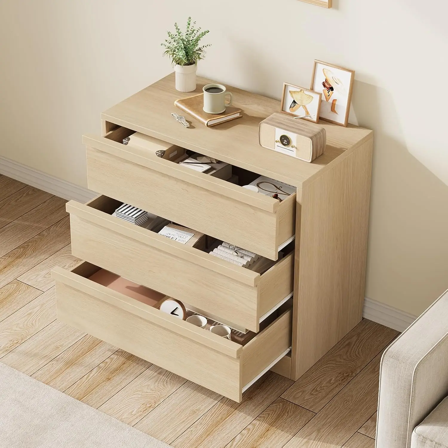 Wooden 3-Drawer Chest, Large Capacity Storage Cabinet With Spacious Tabletop and Anti-Tip Kit For Bedroom, Nursery, Living Room
Wooden 3-Drawer Chest, Large Capacity Storage Cabinet With Spacious Tabletop and Anti-Tip Kit For Bedroom, Nursery, Living Room