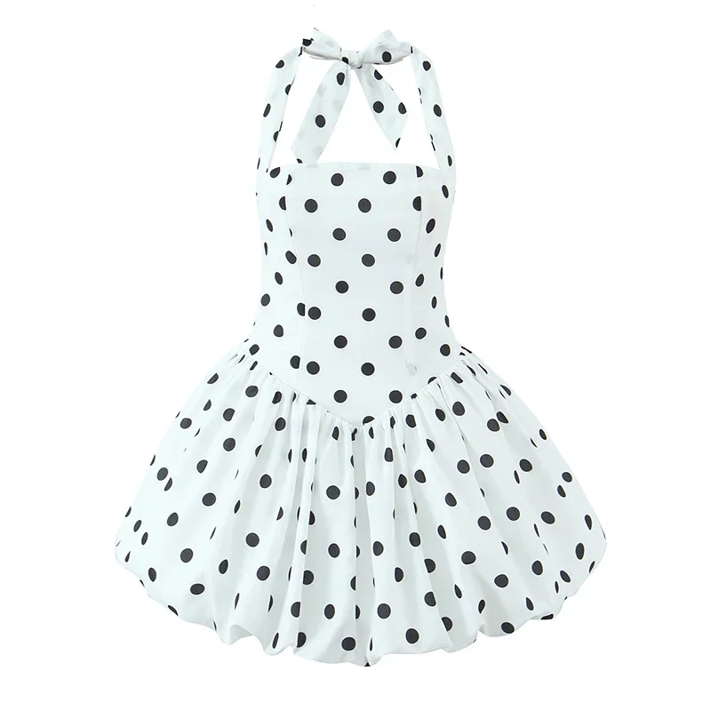 Sexy Backless Polka Dot White Halter Ball Gown Dress Women Lace Up Back Elegant Party Dresses Summer Robe
Sexy Backless Polka Dot White Halter Ball Gown Dress Women Lace Up Back Elegant Party Dresses Summer Robe