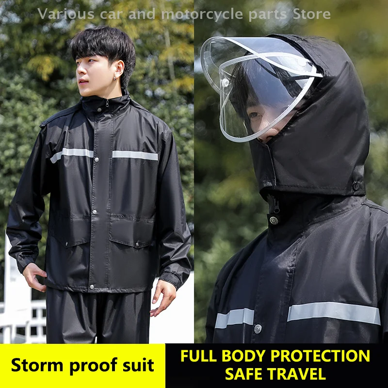 1Set Hooded Coat & Pant Rain Suit For Women Men Outdoor Waterproof Rain Gear With Reflective Strip Motocycle Riding Raincoat
1Set Hooded Coat & Pant Rain Suit For Women Men Outdoor Waterproof Rain Gear With Reflective Strip Motocycle Riding Raincoat