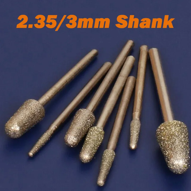 2.35/3mm Shank 0.8/1/1.5/2/3/4/5/6/8/10mm Diamond Grinding Head Bullet Mount Bit Jade Metal Deburring Polishing Tool Accessories
2.35/3mm Shank 0.8/1/1.5/2/3/4/5/6/8/10mm Diamond Grinding Head Bullet Mount Bit Jade Metal Deburring Polishing Tool Accessories