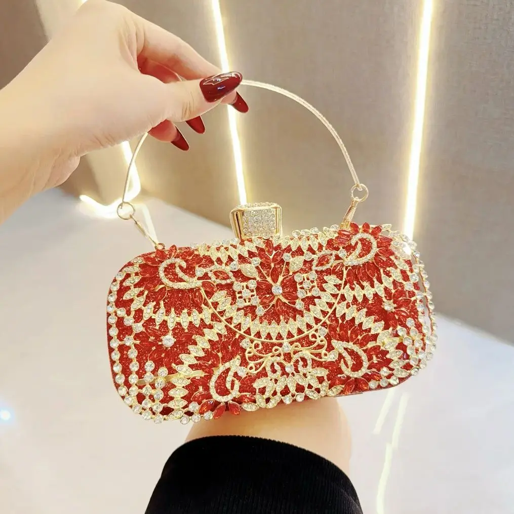 Women Wedding Golden Clutch Purse Chain Shoulder Bag Small Party Handbag With Metal Handle Diamond Evening Clutch Bag
Women Wedding Golden Clutch Purse Chain Shoulder Bag Small Party Handbag With Metal Handle Diamond Evening Clutch Bag