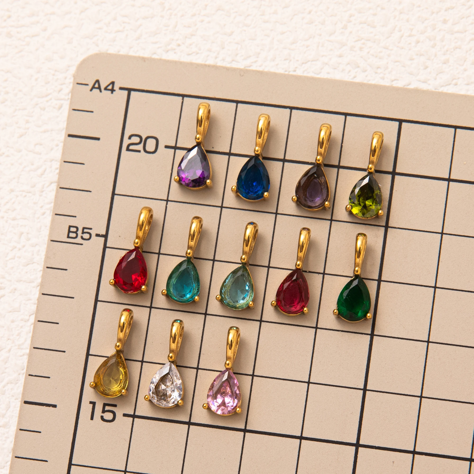 Titanium steel high color retention DIY accessories, birthstone pendant, birthstone water droplet pendant, 18K gold
Titanium steel high color retention DIY accessories, birthstone pendant, birthstone water droplet pendant, 18K gold