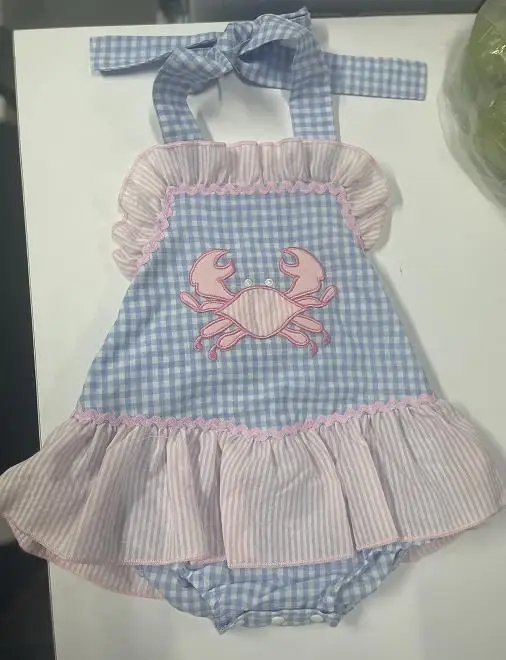 Baby Girl Crab Plaid Romper Dress Tie-up Halter Neck Sleeveless Ruffle Bodysuit Cute Summer Clothes
Baby Girl Crab Plaid Romper Dress Tie-up Halter Neck Sleeveless Ruffle Bodysuit Cute Summer Clothes
