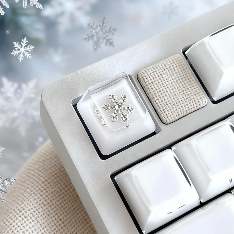 Creative Snowflake Keycap Customized Resin Layered Dropping Glue OEM Profile Key Caps Personalized Mechanical Keycaps ESC Gift