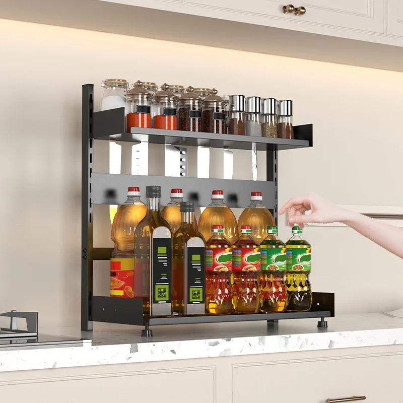 Kitchen Shelf Countertop Seasoning Rack Knife Rack Multifunctional Oil Salt Sauce Vinegar Storage Rack Multi-layer 
Kitchen Shelf Countertop Seasoning Rack Knife Rack Multifunctional Oil Salt Sauce Vinegar Storage Rack Multi-layer