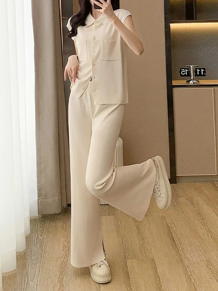 Casual Collar Single Breasted Knitted Top+Loose Wide Leg Pants Two-Piece Set 2025 New Fashionable Spring Women'S Clothing
Casual Collar Single Breasted Knitted Top+Loose Wide Leg Pants Two-Piece Set 2025 New Fashionable Spring Women'S Clothing