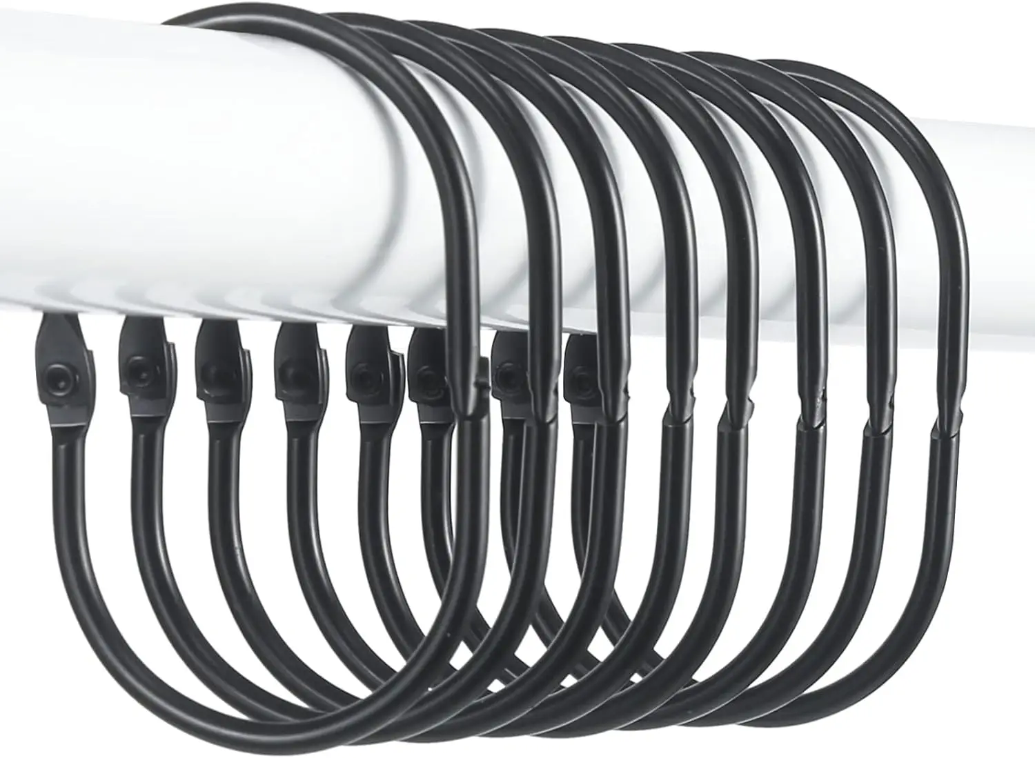 Shower Curtain Rings 12 Pack, Metal Oval Snap Hooks Rust Proof Smooth Glide for Curtain Rod, Black
Shower Curtain Rings 12 Pack, Metal Oval Snap Hooks Rust Proof Smooth Glide for Curtain Rod, Black