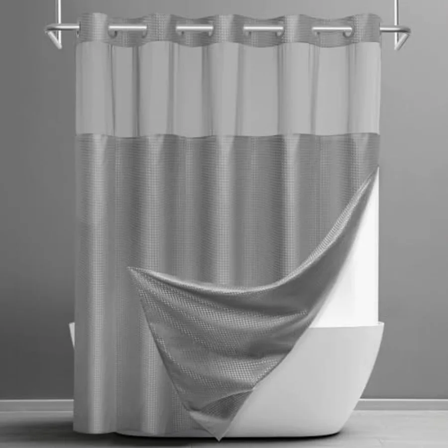 No Hook Shower Curtain with Snap in Liner Set Waffle Shower Curtain for Bathroom Hotel Style Fabric Waterproof Inner Liner 71"
No Hook Shower Curtain with Snap in Liner Set Waffle Shower Curtain for Bathroom Hotel Style Fabric Waterproof Inner Liner 71"