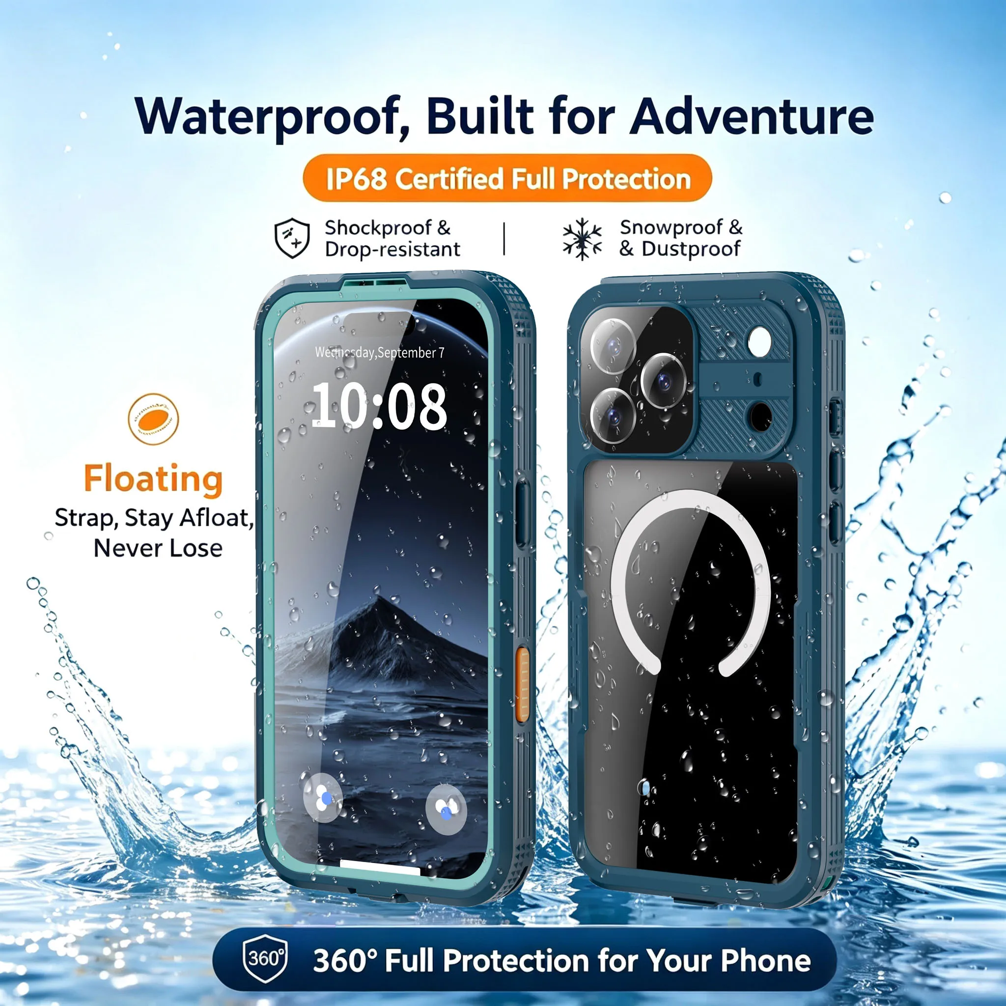 360° full coverage IP68 Magnetic Waterproof Case for iPhone 17 16 Pro max Plus Swimming Diving Underwater photography Phone Case
360° full coverage IP68 Magnetic Waterproof Case for iPhone 17 16 Pro max Plus Swimming Diving Underwater photography Phone Case