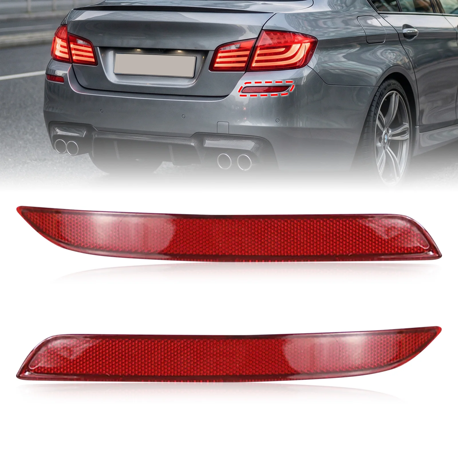 For 2011-2016 BMW F10 F11 F18 with M-Tech or M-Sport Rear Bumper Reflector lamp lens Car accessories 63147842955 63147842956
For 2011-2016 BMW F10 F11 F18 with M-Tech or M-Sport Rear Bumper Reflector lamp lens Car accessories 63147842955 63147842956