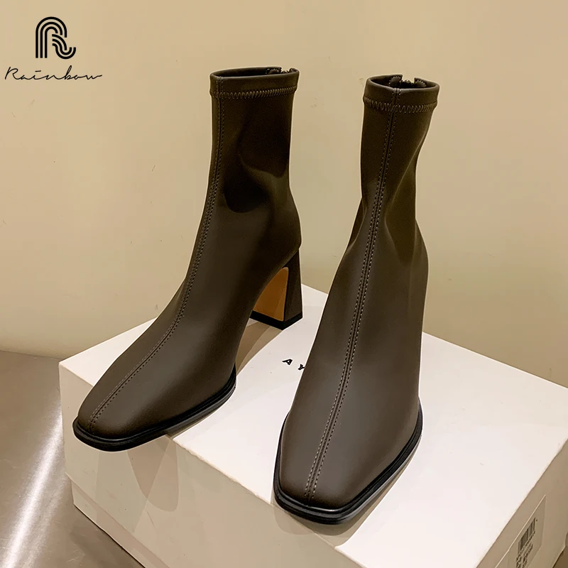 RAINBOW size 34-42 Autumn Winter fashion Shoes Women Square toe Ankle Boots Retro Black Zipper Simple Temperament Work Lady Sexy
RAINBOW size 34-42 Autumn Winter fashion Shoes Women Square toe Ankle Boots Retro Black Zipper Simple Temperament Work Lady Sexy