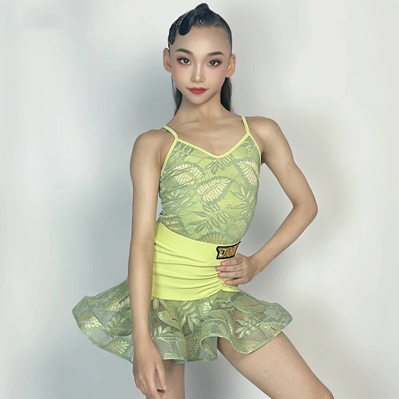Children Lace Green Sleeveless Ballroom Dance Dresses Girls National Standard Latin Dance Competition Costume Stage Wear VBH1704
Children Lace Green Sleeveless Ballroom Dance Dresses Girls National Standard Latin Dance Competition Costume Stage Wear VBH1704