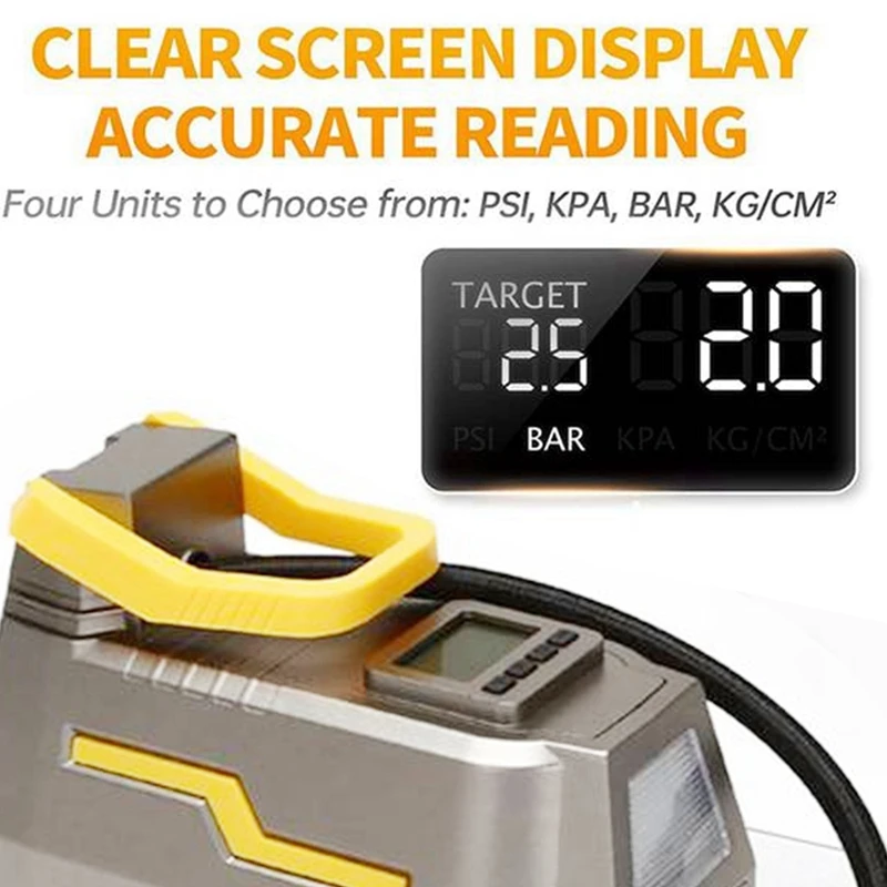 Car AC/DC 12V Tire Inflator Portable Air Compressor Digital Air Pump With LED Light & Long Power Cords Home
Car AC/DC 12V Tire Inflator Portable Air Compressor Digital Air Pump With LED Light & Long Power Cords Home