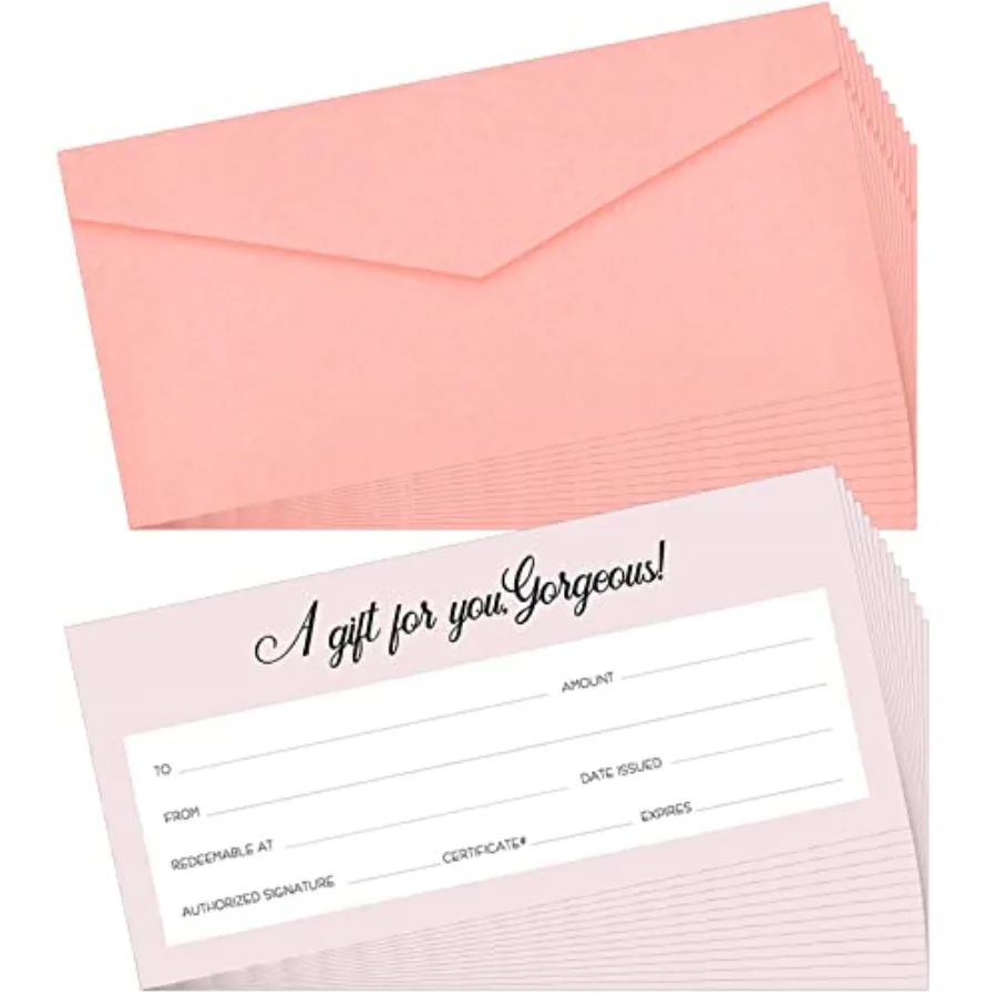 60 Pcs Blank Gift Certificate Card and Paper Vouchers and Pink Envelopes Gift Voucher Blank Gifts Cards for Thanksgiving Busine
60 Pcs Blank Gift Certificate Card and Paper Vouchers and Pink Envelopes Gift Voucher Blank Gifts Cards for Thanksgiving Busine