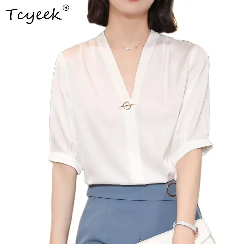 Tcyeek, 91.7%Natural Silk Elegant Shirt, Women Half Sleeve V Neck Solid, Commute Fashion Blouses, 2024 Summer Autumn T47601QC
Tcyeek, 91.7%Natural Silk Elegant Shirt, Women Half Sleeve V Neck Solid, Commute Fashion Blouses, 2024 Summer Autumn T47601QC