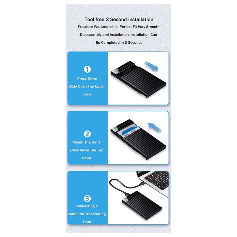 Эффективный 2,5-дюймовый корпус для жесткого диска SATA к USB3.1, чехол для внешнего жесткого диска 6 Гбит/с, SSD, чехол для хранения жесткого диска для ПК
Эффективный 2,5-дюймовый корпус для жесткого диска SATA к USB3.1, чехол для внешнего жесткого диска 6 Гбит/с, SSD, чехол для хранения жесткого диска для ПК