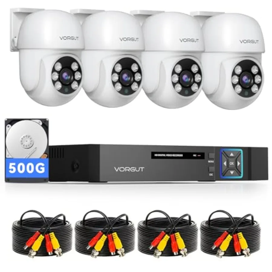 Outdoor wired security camera system: 4pcs pan/tilt CCTV cameras + 4CH 5MP Lite AHD TVI DVR 500GB HDD,360 view, motion detectio
Outdoor wired security camera system: 4pcs pan/tilt CCTV cameras + 4CH 5MP Lite AHD TVI DVR 500GB HDD,360 view, motion detectio