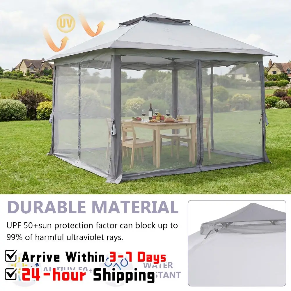 10x10ft Large Shade Tents with Metal Frame & Stakes & Mosquito Nets Permanent Four Corner Tent for Decks & Backyards Patio Party
10x10ft Large Shade Tents with Metal Frame & Stakes & Mosquito Nets Permanent Four Corner Tent for Decks & Backyards Patio Party