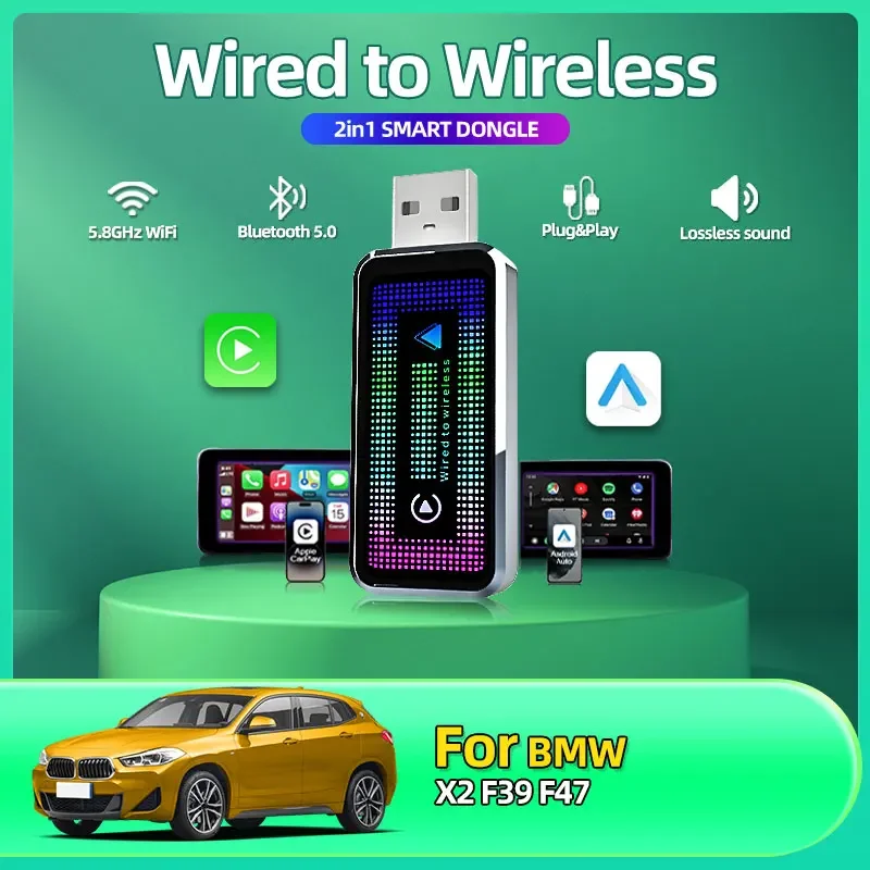 Carplay Wireless Adapter Android Auto 2in 1 Smart Dongle 2025 5G WIFI For iphone Android Phone For BMW X2 F39 F47
Carplay Wireless Adapter Android Auto 2in 1 Smart Dongle 2025 5G WIFI For iphone Android Phone For BMW X2 F39 F47