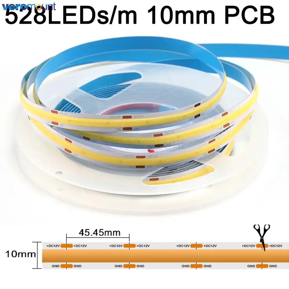 5m COB LED Strip Light 528LEDs/m High Density Flexible Tape Ribbon 10mm PCB 3000 4000K 6000K Dimmable Linear Light 12V 24V DC
5m COB LED Strip Light 528LEDs/m High Density Flexible Tape Ribbon 10mm PCB 3000 4000K 6000K Dimmable Linear Light 12V 24V DC
