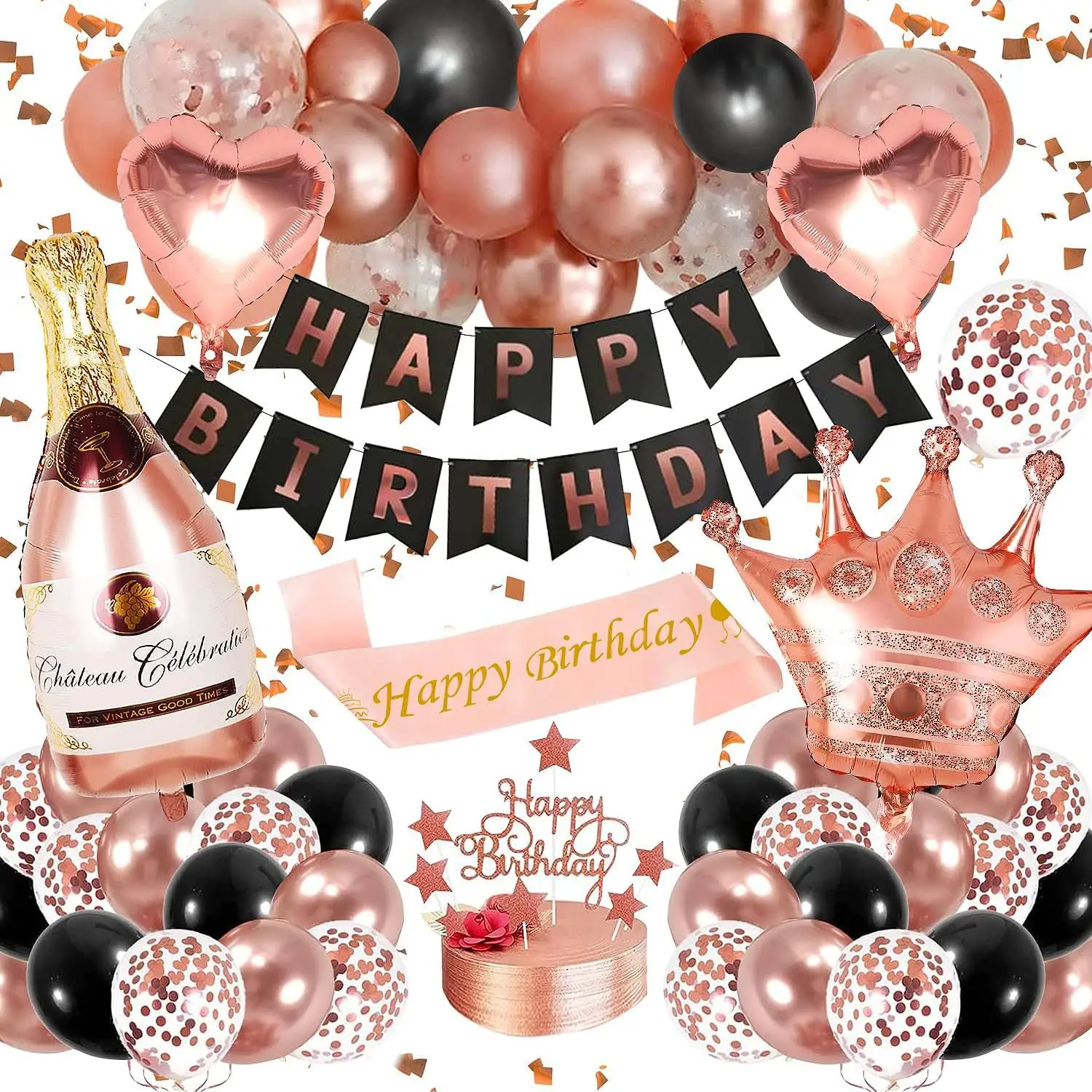 LUCKY Girls Birthday Banner Decoration Balloon Set Rose Gold Black Happy Birthday Party Decoration
LUCKY Girls Birthday Banner Decoration Balloon Set Rose Gold Black Happy Birthday Party Decoration