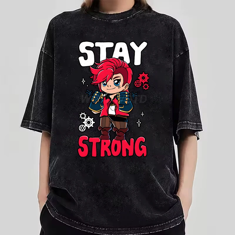 Винтажная хлопковая футболка Vi Arcane Lol, футболки с рисунком Stay Strong, женские и мужские классические футболки в уличном стиле с героями мультфильмов, 2025
Винтажная хлопковая футболка Vi Arcane Lol, футболки с рисунком Stay Strong, женские и мужские классические футболки в уличном стиле с героями мультфильмов, 2025